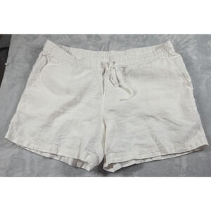 Tommy Bahama Linen Shorts Sz Lg White 36" Waist Elasti 5" Inseam Pockets 0735